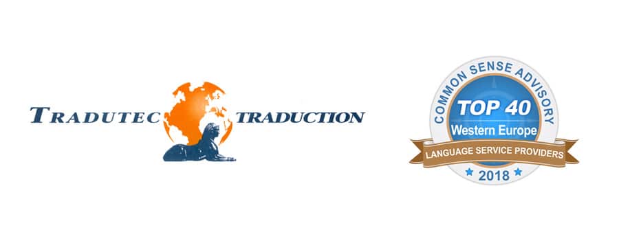 logo tradutec avec logo top 40 prestataires de services linguistiques